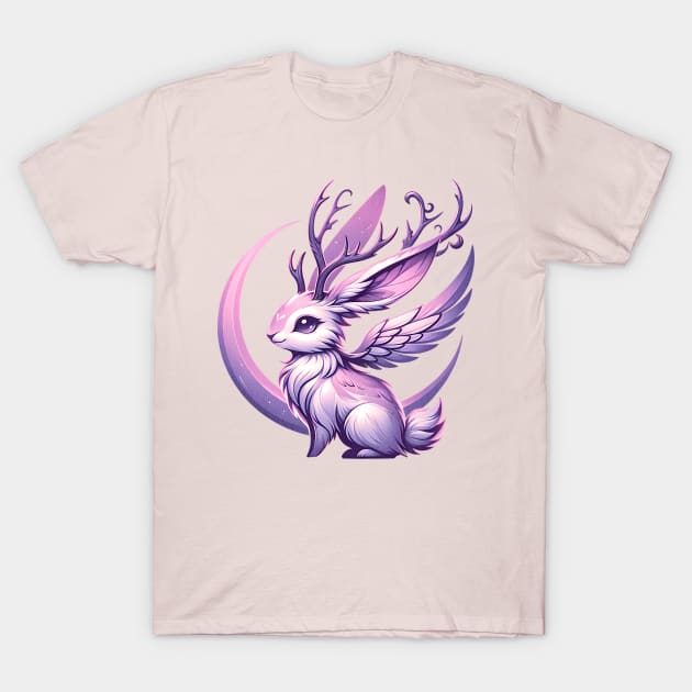 Pastel Jackalope Bunny with Antlers Mythical Animal T-Shirt by WitchyArty